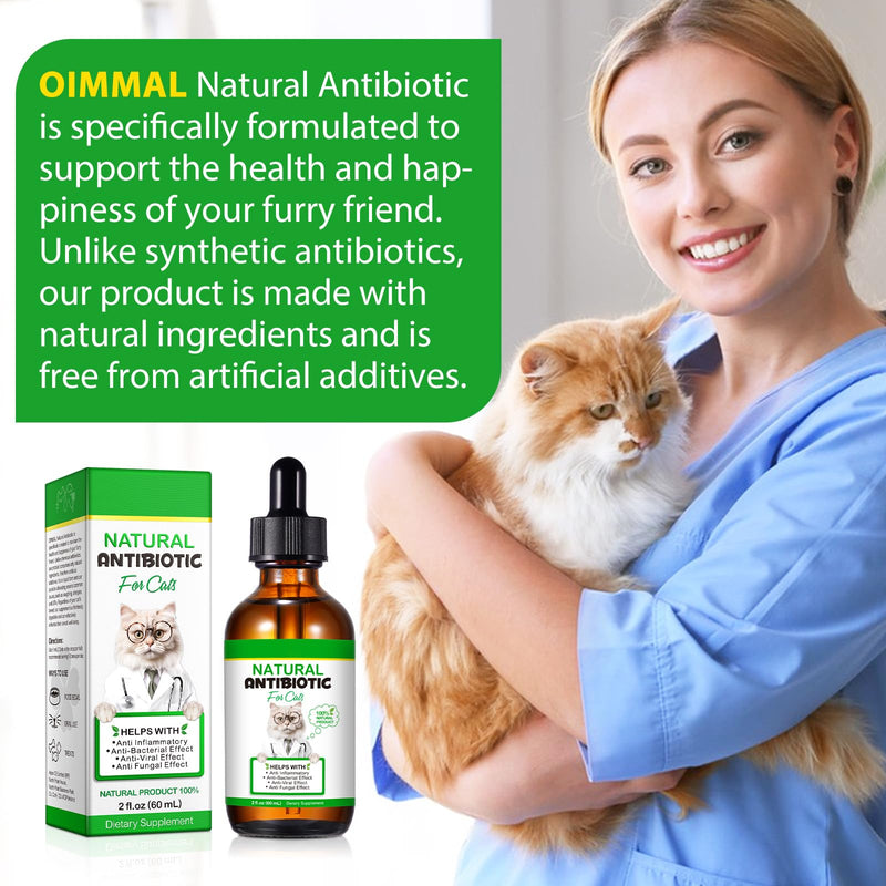 Natural Antibiotic for Cats - Broad Spectrum Herbal Remedy for Infections & Inflammation, Supports Immune System & Allergy Itch Relief, Chemical-Free Liquid Formula for All Breeds, 2oz