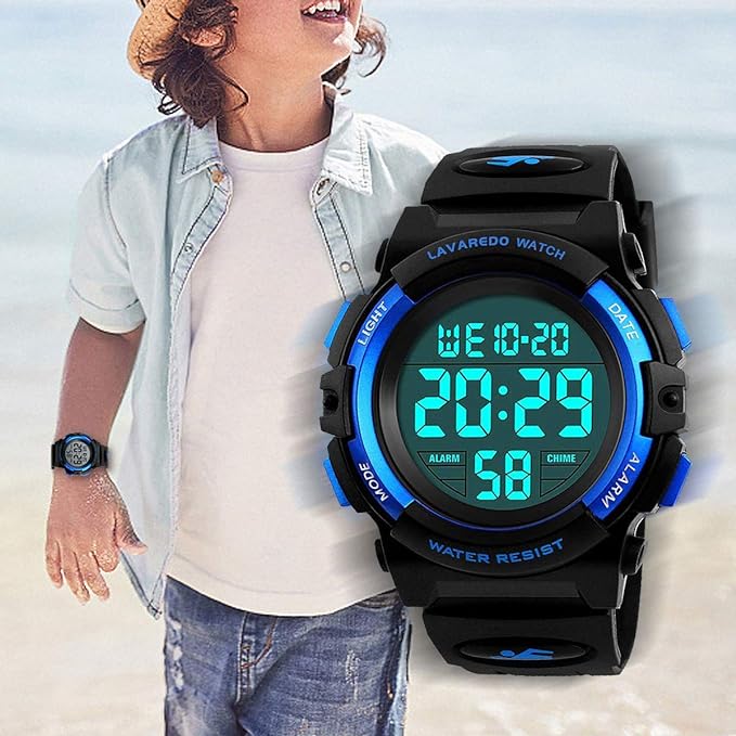 Kids Watch, Digital Watch, Boys Sports Watch, General Outdoor Use, Multifunctional, Waterproof Up To 164.0 ft (50 m), Alert, Date Display, Dual Time, LED, Analog Display, 1-blue - NewNest Australia
