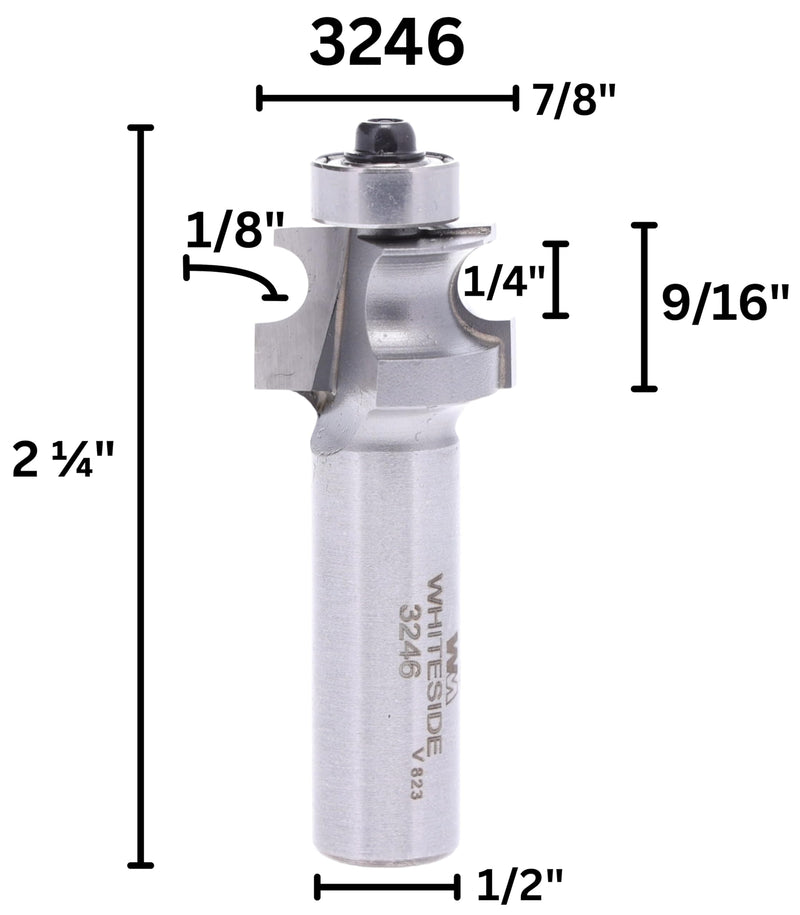 Whiteside Router Bits 3246 Edge Beading Bit with 7/8-Inch Large Diameter and 9/16-Inch Cutting Length