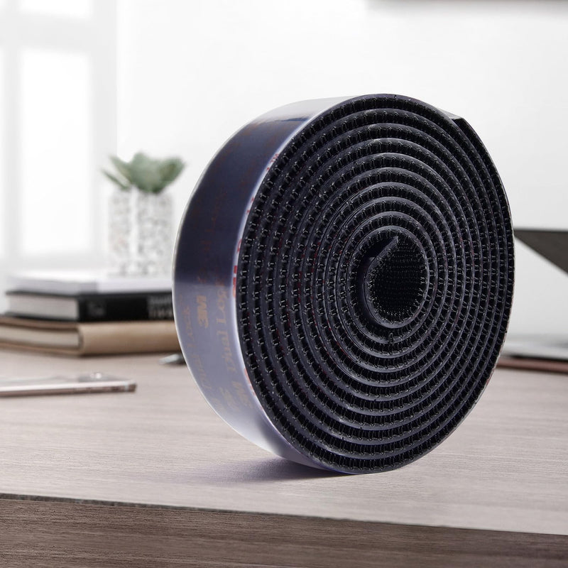 3M Dual Lock SJ3550A 1"×8ft Black 1 Pack Reclosable Fastener Mounting Tape Interlocking Mushroom Shaped Strong Adhesive Hook Lock Sticky Tape for Indoor and Outdoor
