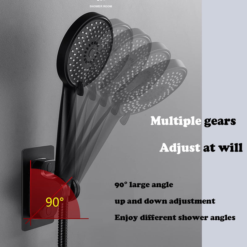 DASITON Large Wall Mount Strong Adhesive Waterproof Handheld Shower Holder,Shower Head Holder,for rv Shower Kids Shower Bathroom Shower Black