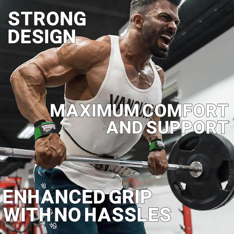 Schiek Sports Model 1000-DLS Deluxe Dowel Lifting Straps Green