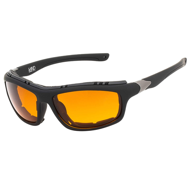 WYND Blocker Polarized Dry Eye Wind Resistant Sunglasses Motorcycle Glasses (Model 335 Polarized) Black | Blue Blocking