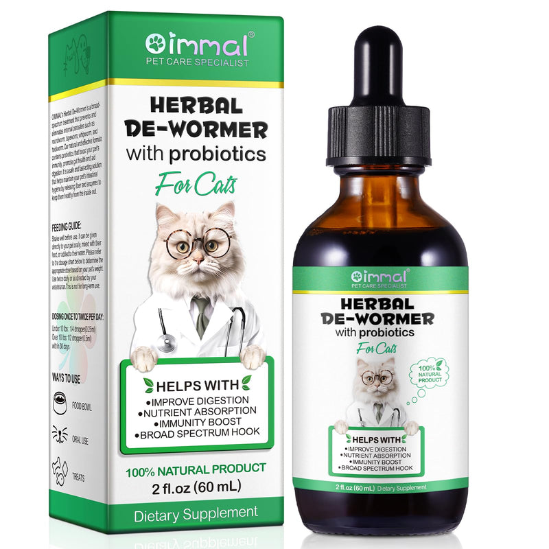 Natural Cats Broad Spectrum Treatment, Herbal Cleanse fot Cats, Digestive Support, Promotes Gut Health & Flora Balance, Cat Multivitamin Supplement Drops with Probiotic for Puppy & Kitten, 60ml