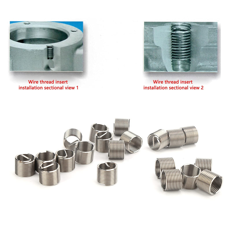 20Pcs Wire Thread Insert Stainless Steel Screw Bushing Repair Socket Kit M14x1.5x1.5D Wire Screw Sleeve Thread