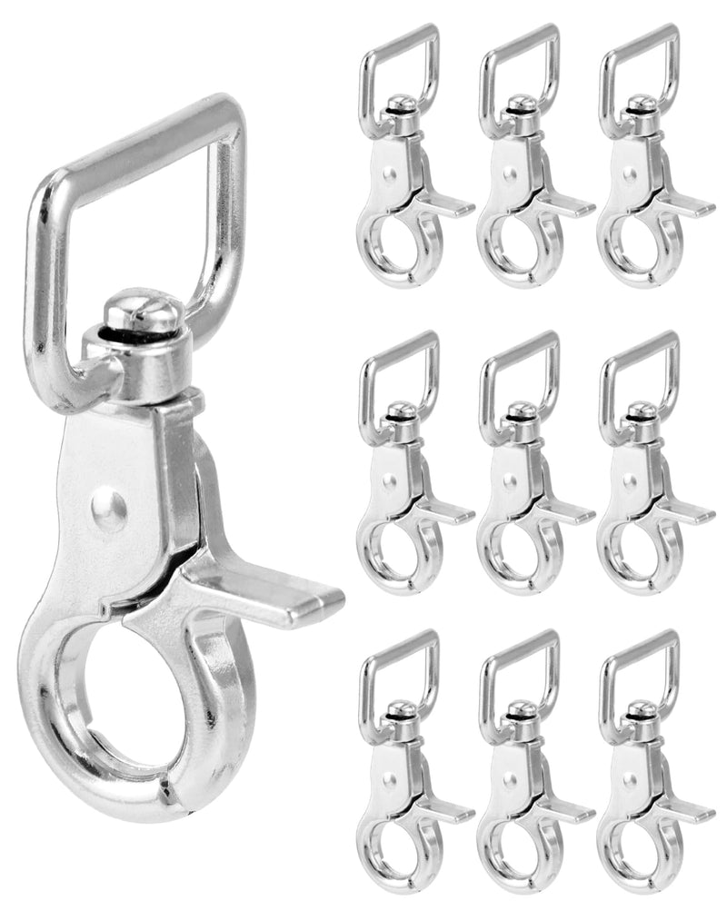 QWORK Swivel Snap Hooks, 10 Pack Heavy Duty Trigger Snaps, Nickel Plated Eye Closure Spring Hook