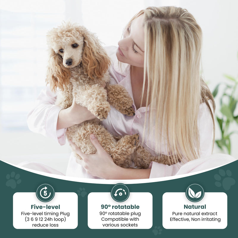 Smart 4-in-1 Dog Pheromones Calming Diffuser Kit with Four Timed Timer, 60 Days Effectively Anti Anxiety Relief Stress Dog Pheromones Calming Refills (2 Diffuser + 2 Refills) Beige