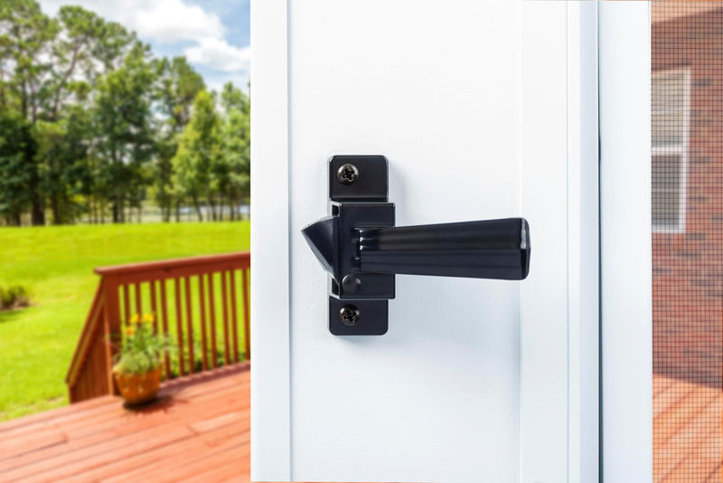 Wright Products Pneumatic Storm Door Closer & Push Button Latch Combo Kit – Adjustable, Smooth-Closing with Hold-Open Feature (Modern, Black) Modern