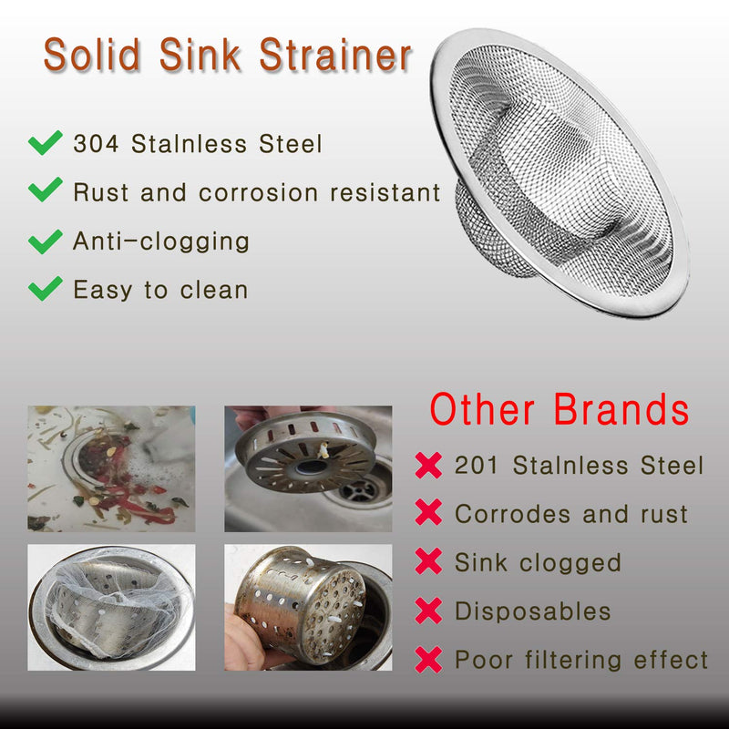 2pcs Heavy Duty Stainless Steel Slop Basket Filter Trap, 2.75" Top / 1" Mesh Metal Sink Strainer, Perfect for Kitchen Sink/Bathroom Bathtub Wash Basin Floor Drain Balcony Drain Hole, Utility… 2.75"