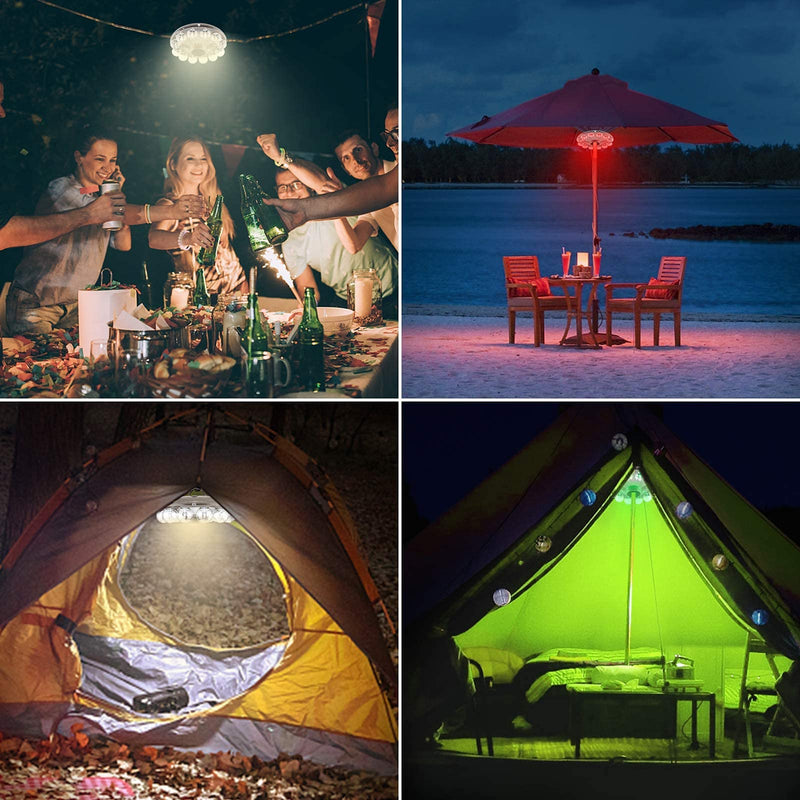 LUXSWAY Umbrella Lights Battery Operated,12 Color Changing Outdoor Patio Umbrella Light for Pole with 80Ft Remote,12 Clear Bulb 48 LEDs,4 Modes,4 Timer Option,Umbrella Hanging Light for Camping,BBQ A-Clear bulb
