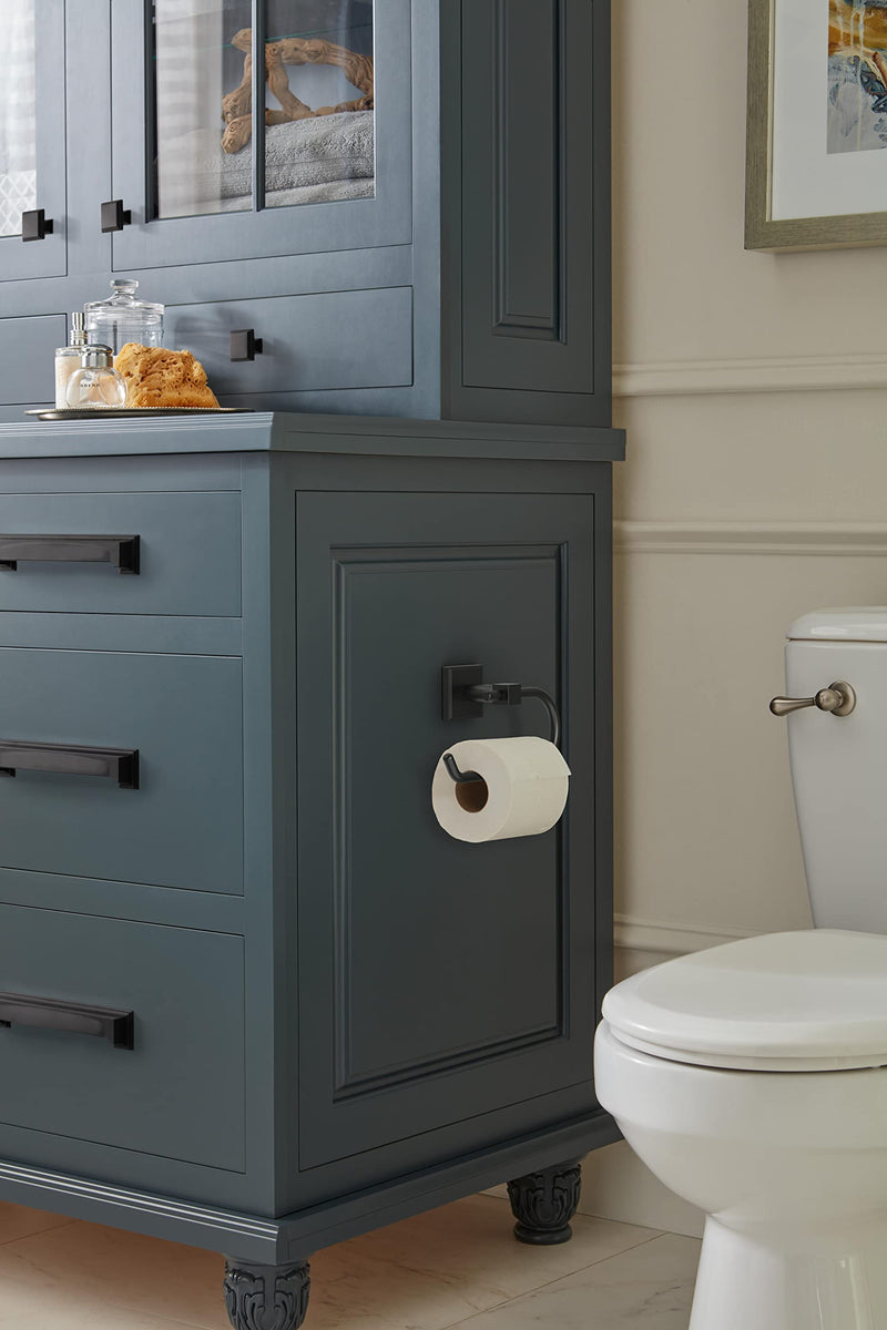 Amerock BH36071MB | Matte Black Single Post Toilet Paper Holder | 6-5/16 inch (160 mm) Length Toilet Tissue Holder | Appoint | Bath Tissue Holder | Bathroom Hardware | Bath Accessories