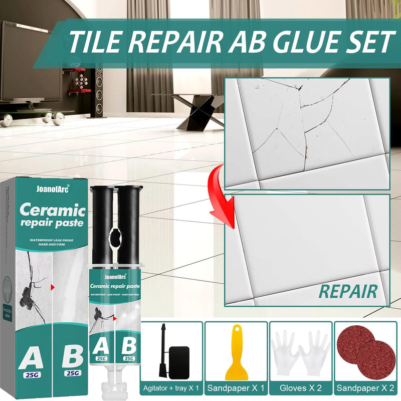 Porcelain Repair Kit, Tile, Marble and Granite Repair Kit, 100ml Quartz Countertop Repair Kit for Tile, Acrylic, Ceramic, Enamel, Kitchen Bathroom Fix Chips Cracks Scratches on Porcelain Sink