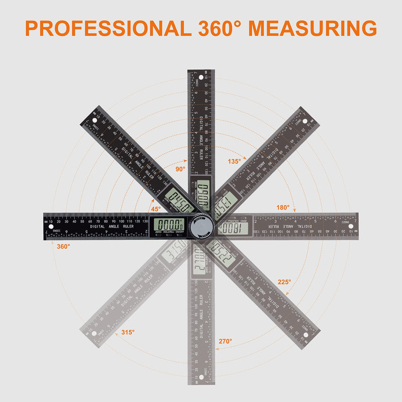Digital Angle Finder Protractor, 7inch 200mm Angle Gauge Professional Measuring Tool, Third Generation Adjustable Angle Ruler, Quick Display for Carpentry Construction and Home Improvement - NewNest Australia