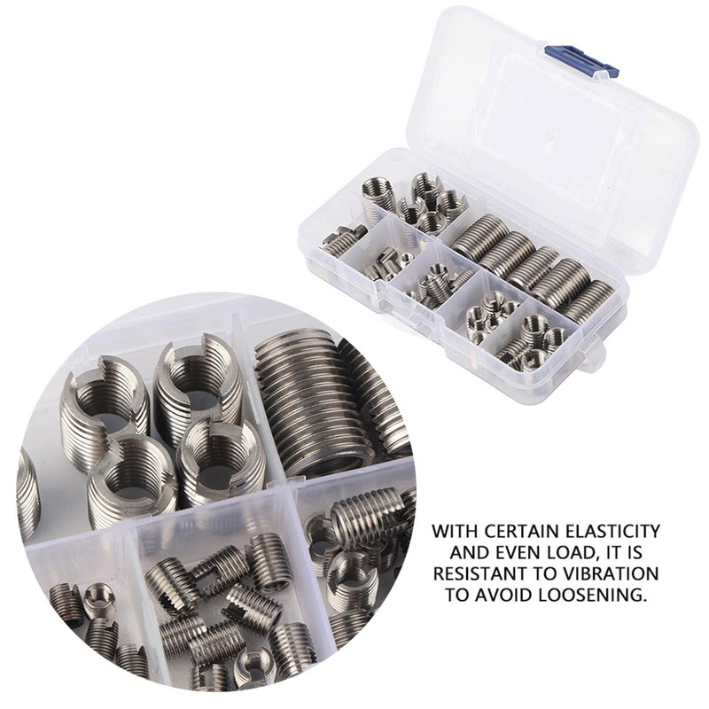 50Pcs Quick Thread Insert with Storage Case, 302 Stainless Steel Inner Thread Self Tapping Thread Inserts Set, High Hardness and Low Abrasion Thread Reinforce Repair Tool