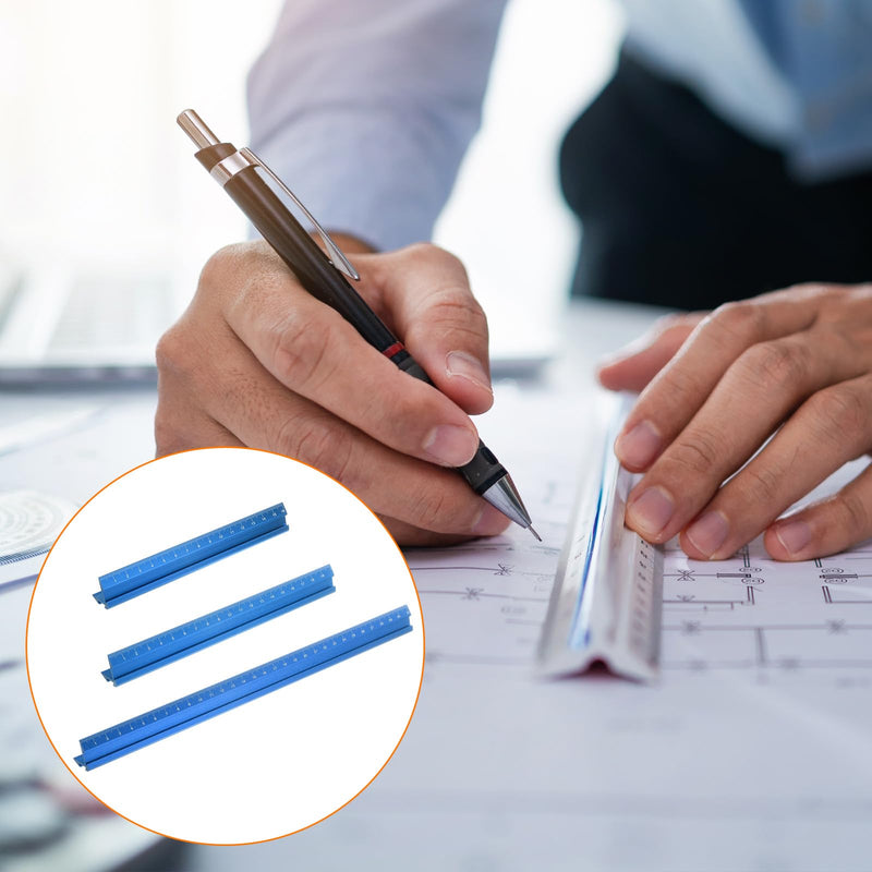 HARFINGTON 3pcs Woodworking Edge Ruler Set 16/20/30cm Aluminum Alloy 90 Degrees V Shaped Straight Edge Ruler Corner Ruler Measuring Ruler for Woodworking, Blue