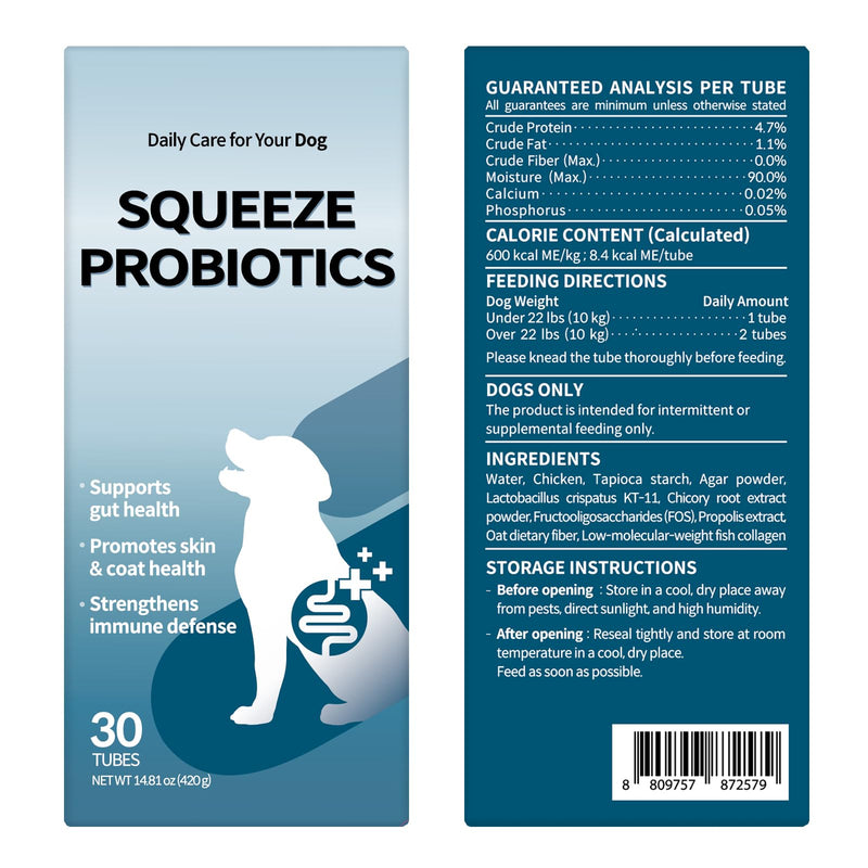 Doctor By Squeeze Probiotics for Dogs Gut Health Immunity Skin&Allergy Care Diarrhea Relief Digestive Stomach Support with L. crispatus KT-11 Lickable Paste Formula Individually Packaged, Chicken