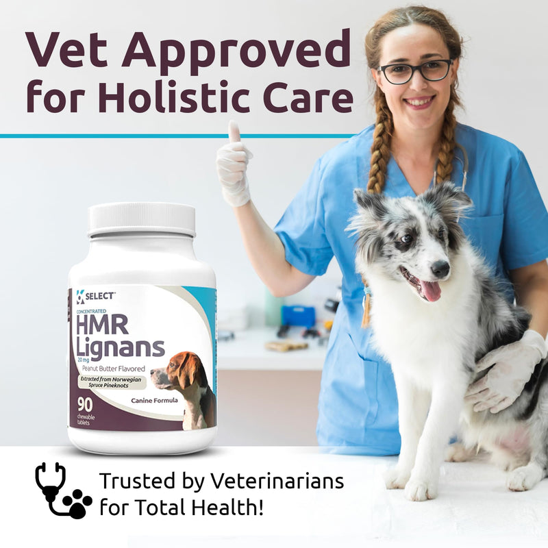 K9 Select HMR Lignans for Dogs - Enhancer for Overall Wellness, Immune Support for Dogs - Norway Spruce Extract Holistic Dog Health - Digestion, & Coat Care - Peanut Butter, 20mg, 90 Tablets - PawsPlanet Australia