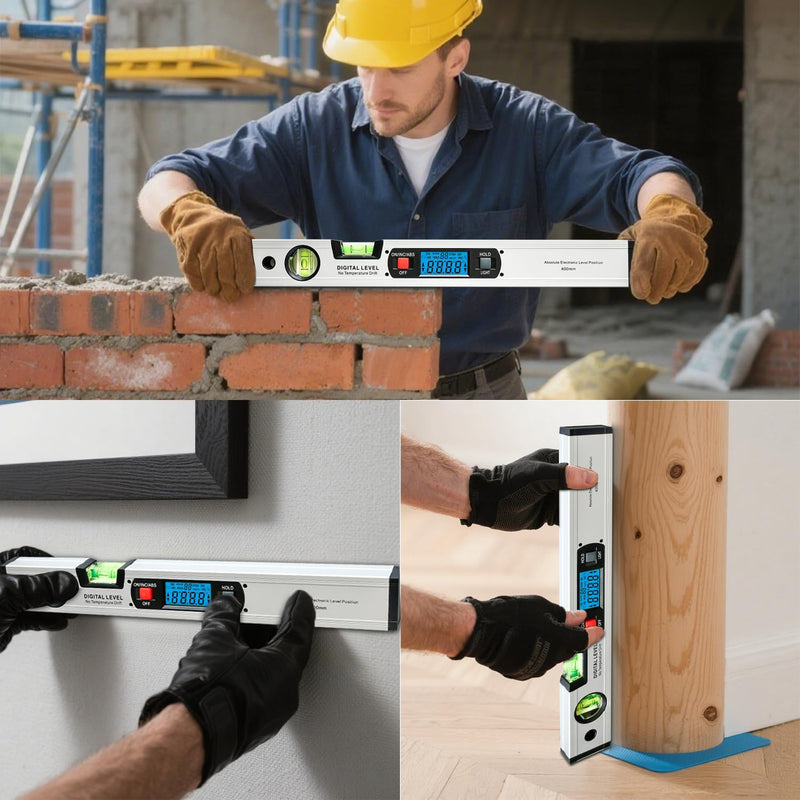 16.3 Inch Digital Level with Backlit LCD High-Precision Inclinometer (0.1° Accuracy), 360° Angle Finder with Magnetic Base & ABS/INC Modes for Construction, Woodworking, Metalworking 16.3 Inch