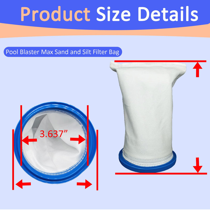 Replacement for Pool Blaster Max Sand and Silt Filter Bag Compatible with Pool Blaster Max, Max Li, MAX CG,Catfish Ultra, Ivac 250, Volt FX-4, Volt FX-8 Models Pool Vacuum（2Pcs）