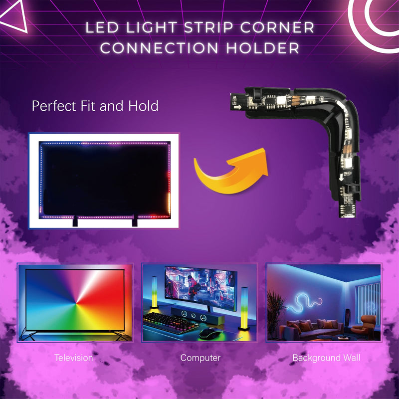 LED Light Strip Corner Connection Holder Replacement LED Light Strip Connectors LED Strip Mounting Clips Gapless Connectors for 8mm-12mm LED Strip Lights CH1