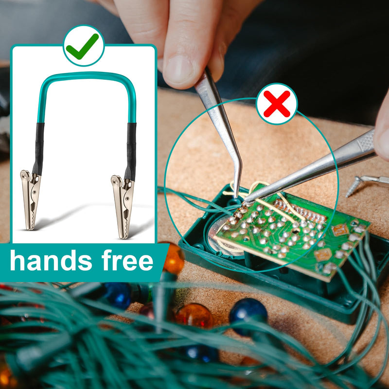 Tandefio 4 Pcs No Hands Wire Holder for Soldering Green Soldering Helping Hands Metal Tool Adjustable Welding Wire Clip Holder for Field Welding Electronics Appliances