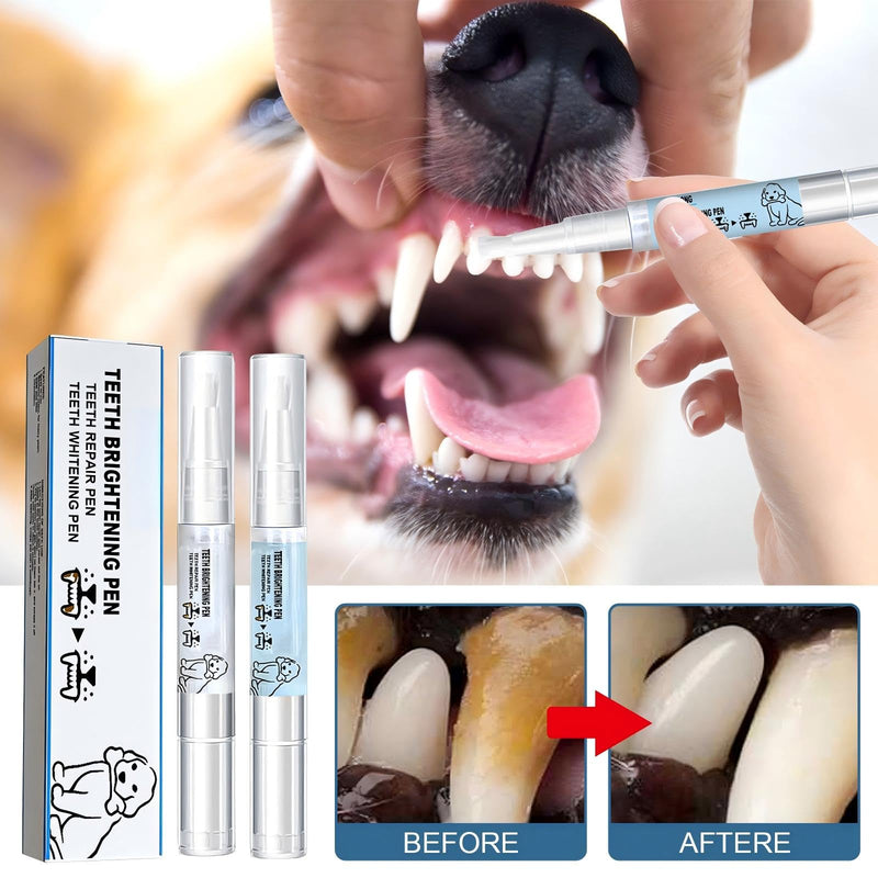 JoanofArc Pet Teeth Whitening Pen, Pet Toothbrush Pen, Pet Teeth Cleaning Pen, Used for Pet Dental Care, Strengthening Teeth, Freshening Breath, Cleaning Teeth, Dog and Cat Tartar Cleaning, Two Packs