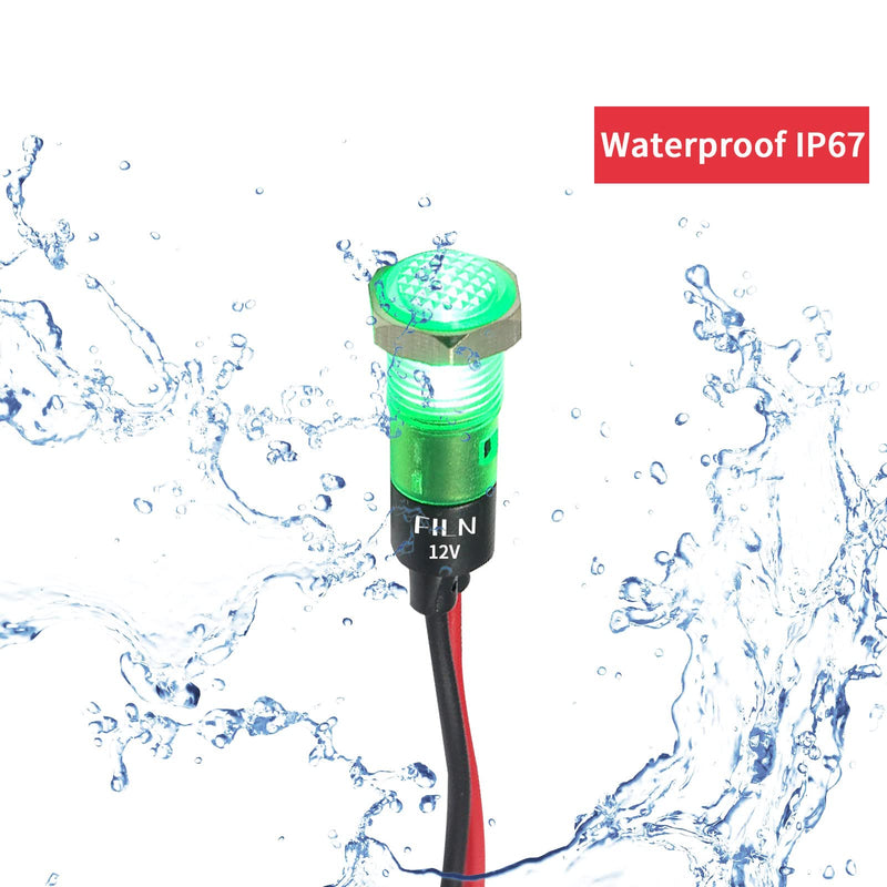 10Pcs 8mm(5/16'') 12v led Indicator Light Pilot Signal lamp with Mini 24V watarproof red Green Bule Yelow White Panel Lights (8MM, Red+Green+Blue+White+Yellow) 12V-24V Red+Green+Yellow+Blue+White