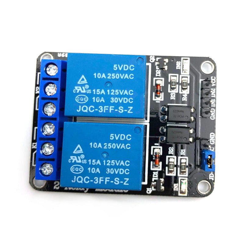 FainWan 2pcs 2 Channel Relay Module with Optocoupler 5V Active Low Level Amplifier Trigger JD-VCC Relay Power VCC Power