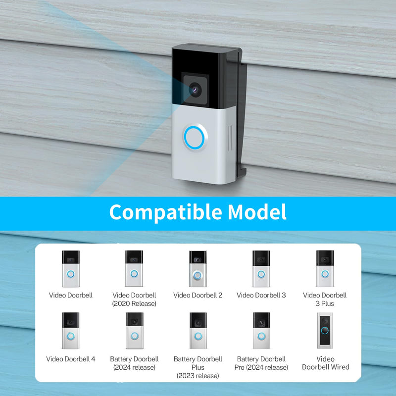 Ring Doorbell Vinyl Siding Mount, Vinyl Siding Bracket Compatible with Ring/Camera Doorbell, Doorbell Corner Mounting Wedge Kit (4" Standard Vinyl Siding Only)