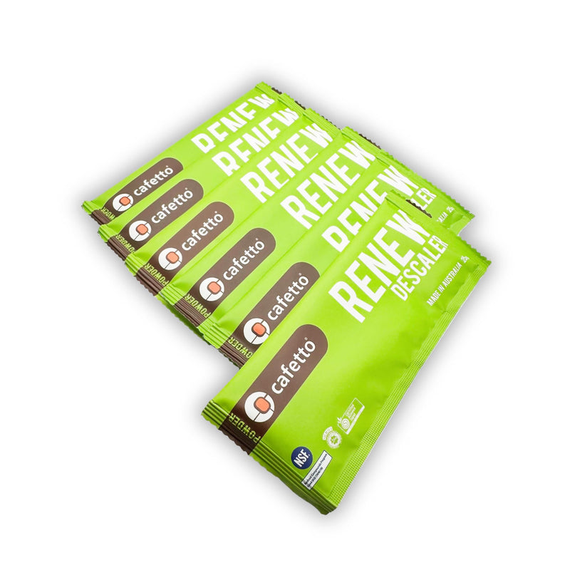 verybarista Renew Descaler (6 x 25g sachets). Designed for espresso machines, boilers and coffee brewers. Safe to use on aluminium, brass and stainless steel