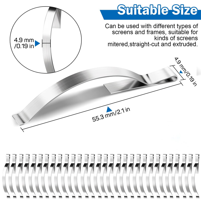 30 Pcs Corner Mount Flat Window Spring Stainless Steel Window Screen Clips, Prevent Screen Windows Shaking 30 Pieces