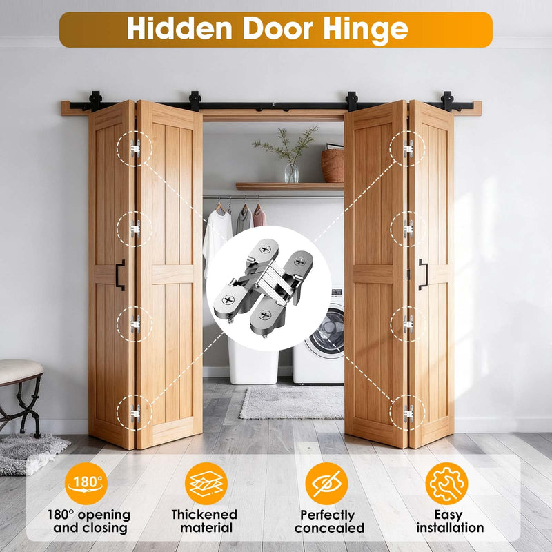 Invisible Hinges for Cabinet Doors - Completely Hidden 180°Hinges,Concealed and Smooth Quiet Close(Silver,0.51"-2.36",4Pack) 0.51"-2.36" | 4Pack Silver