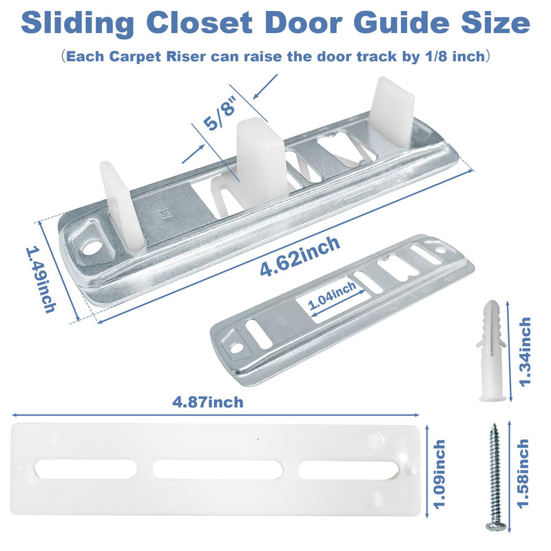 Sliding Closet Door Floor Guides with Carpet Risers,Closet Door Floor Guide Compatible with Prime-Line N 6560 Fits 3/4" to 1-3/8" Doors (8 Pack) 8 Pack