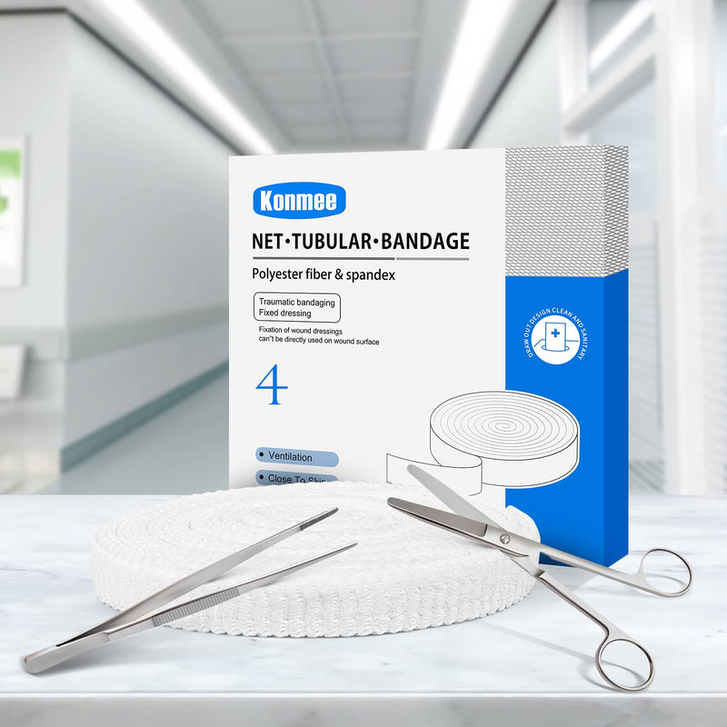 Tubular Bandage Elastic Net Wound Dressing Elastic Dressing Retainer Tubular Stretch Elastic Gauze Bandage, Size 4 for Palm, Wrist and Forearm #4 (for Palm/ Wrist/ Forearm/ Arm/ Leg/ Foot)