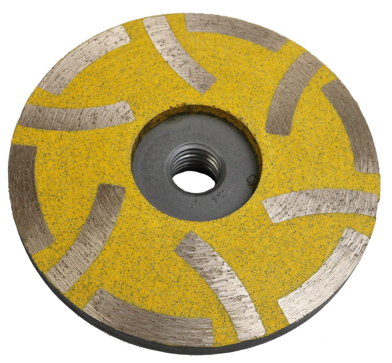 JDK 4 Inch Diamond Resin Filled Cup Wheel Grinding Wheel Insert 12pcs Segments with Thread 5/8“-11 for Granite Stone and Tiles (Medium) Medium