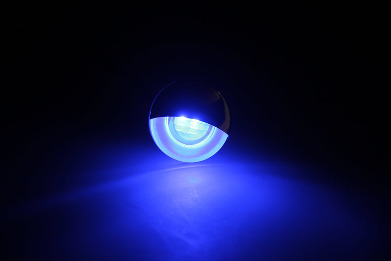 Pactrade Marine Boat Auto RV Trailer Stainless Steel 316 LED Courtesy Accent Round Down Clear Lens Light (Blue) Blue