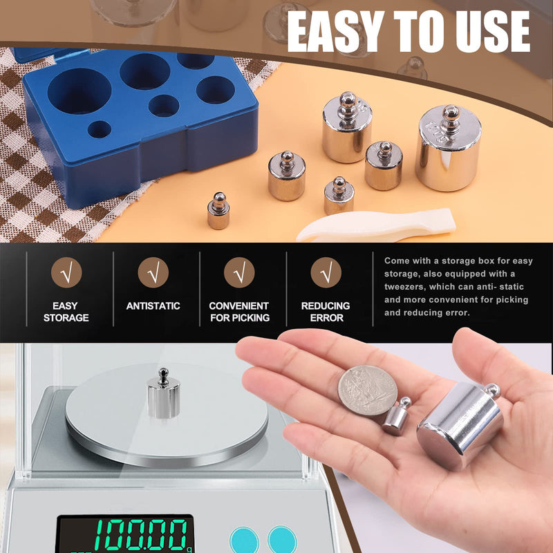 7Pcs 5 Sizes 5g 10g 20g 50g 100g Precision Steel Scale Calibration Weight Kit Test Weights Kits with Tweezers for Jewellery Scale and Digital Balance Scale Laboratory 200g Assortment Kit - NewNest Australia