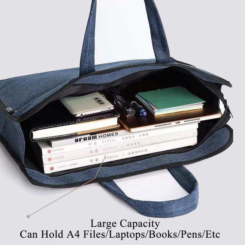 Oxford Zippered Document Bag Zippered File Bag with Handle Waterproof Portable Office Organizer File Tote Bag Pouch Blue