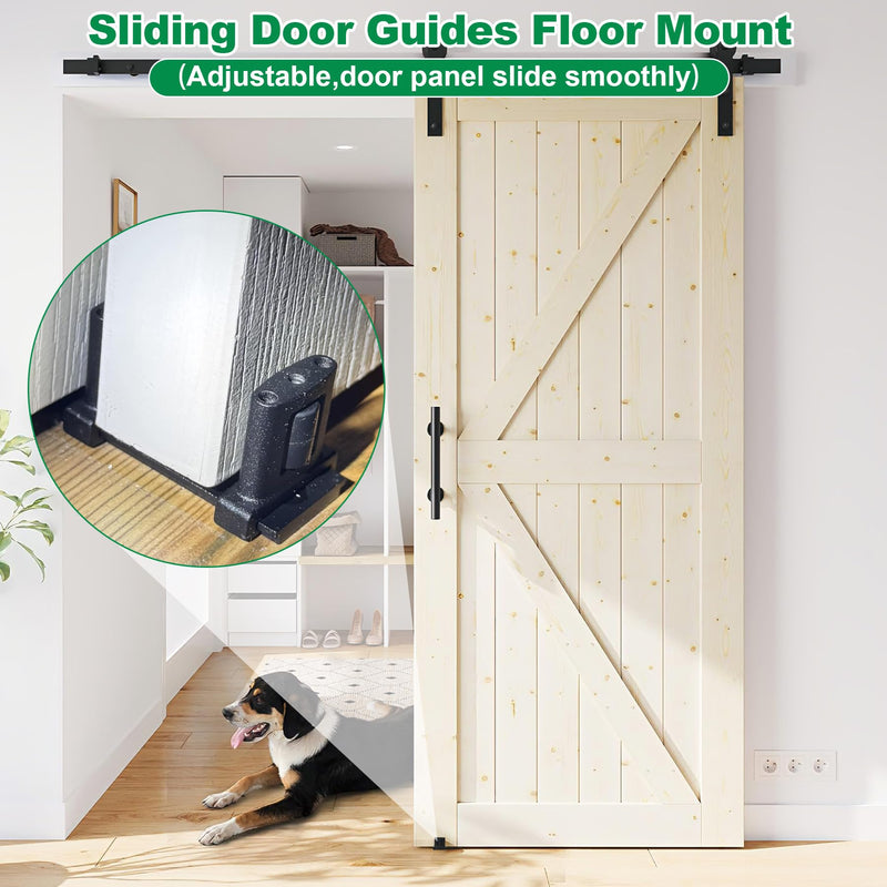 Siding Closet Door Floor Guide,3-Roller Adjustable Double Bypass Door Guide Upgrade Kit, Black Sliding Door Guides Floor Mount for Double Bypass Door(2 Pack) 2 Pack