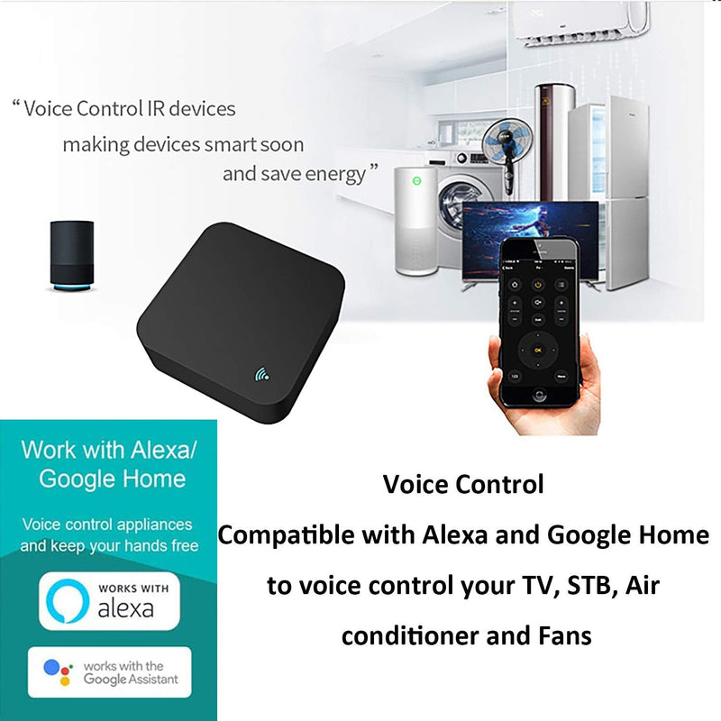 WiFi Smart Remote Controller Smart Home Infrared Universal Remote Blaster,One for All Control AC TV DVD CD AUD Air Conditioner SAT etc,No Hub Required Compatible with Alexa and Google Home(IR) IR