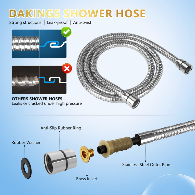 6 Spray Modes High Pressure Handheld Showerhead Set Upgraded 5 Inches Shower Head with Handheld Spray Premium Chrome Handheld Shower Head 60 Inches Stainless Steel Hose-1-Min Install 6 Modes ‎Premium Chrome