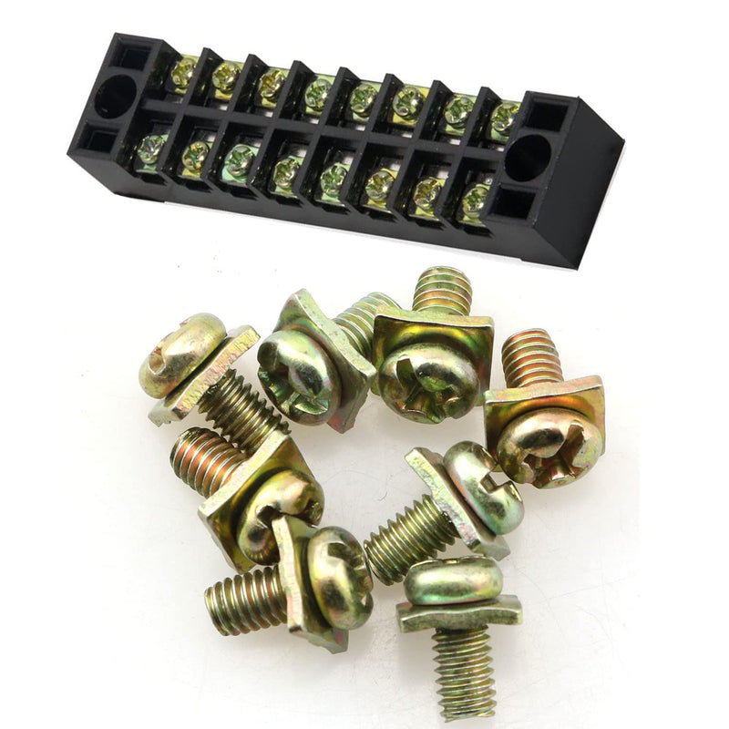 12pcs M5x10 Terminal Block Screws with 12x12mm Square Washers, Color Zinc Plated Carbon Steel M5x10x12mm