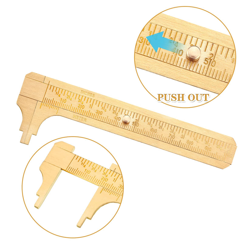 Konohan 2 Pcs Brass Vernier Caliper Pocket Caliper Handy Caliper Measuring Mini Tool Double Scale Sliding Gauge Metal Pocket Ruler for Bead Wire Jewels Rings Measurement