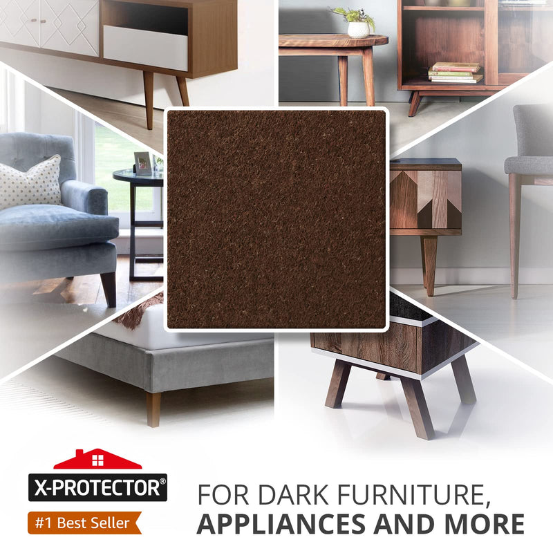 24 Heavy-Duty Felt Furniture Pads 1.5” 1/4” Thick X-Protector! Square Felt Pads for Furniture Feet - The Best Felt Floor Protectors for Furniture to Prevent Scratches. Protect Your Hard Floor! (Brown) 1.5 inch 24 PCS Square