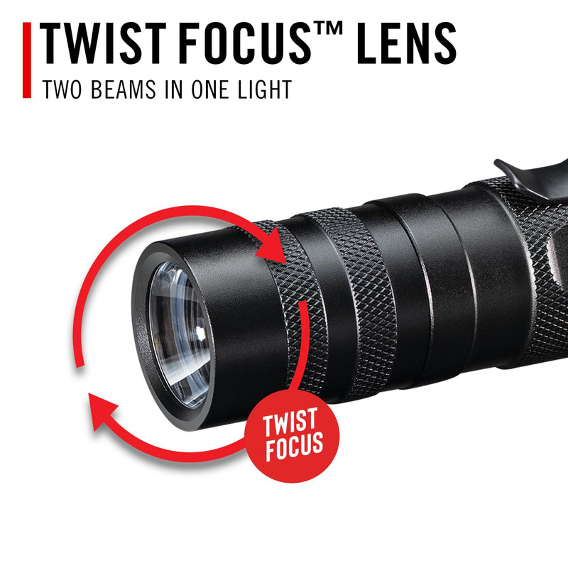 Coast PX1 565 Lumen Pure Beam Focusing LED Flashlight with Twist Focus and Adjustable Pocket Clip