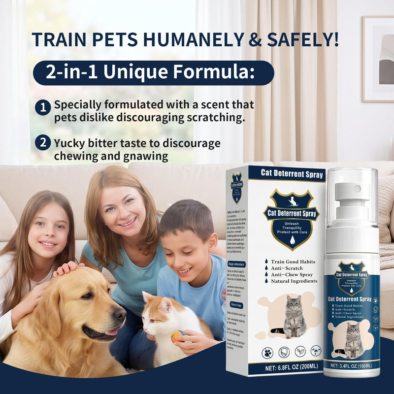 2 Bottles Cat Deterrent Spray – Stop Scratching & Chewing Without Stress, Natural Non-Toxic Training Spray for Cats & Kittens, Indoor Outdoor Furniture & Carpet Protector (Blue) Blue