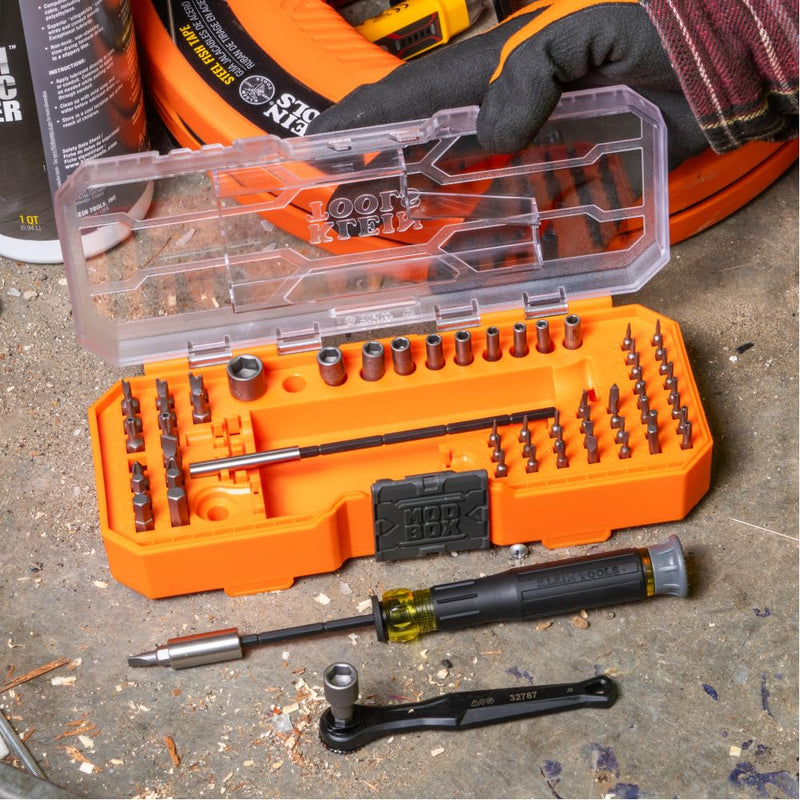 Klein Tools 32787 64-Piece Micro-Ratchet Bit Precision Driver Set with Modular Case, Magnetic, Precision, Standard Bits and Nut Drivers 64-Piece Set w/Ratchet