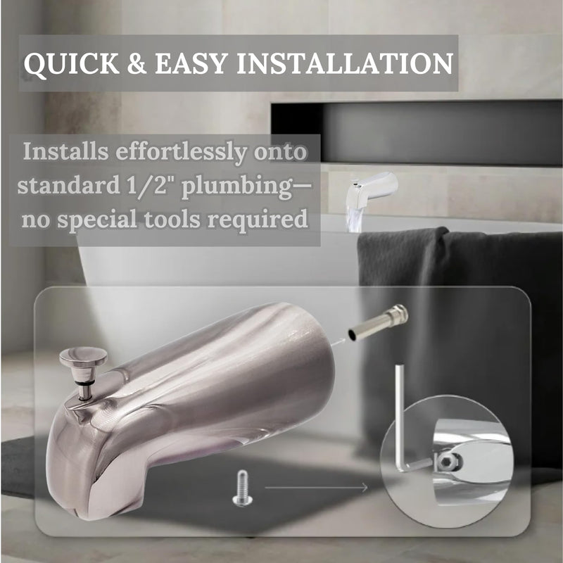 Westbrass Nose Diverter 5-1/2" Tub Spout, Satin Nickel, D311-07 1 Pack