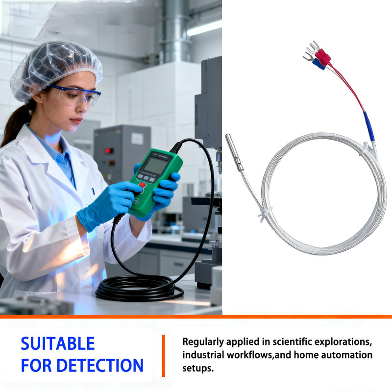 RTD PT100 Temperature Sensor Three-Wire System，Stainless Steel Probe(0.16" x 1.2") Temperature Range:-50℃-200℃ (59in)