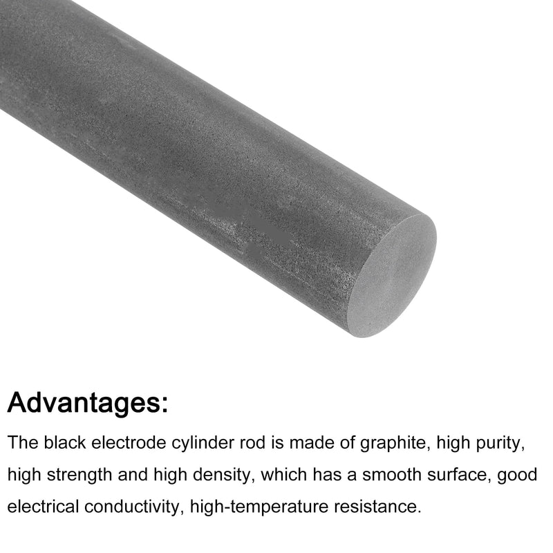PATIKIL Graphite Rod Graphite Stirring Rod Cylinder Stick Carbon Rod 400x25mm Black for Electrode, Melting Casting, Crucibles